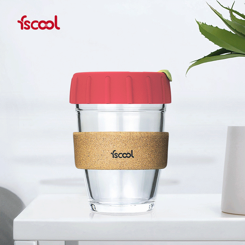 's Cork Silicone Coffee Cup Glass Cup With Straw Portable Sports Outdoor Water Cup Coffee Cup