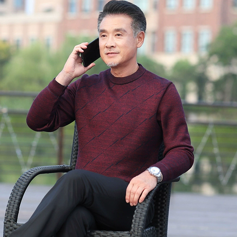 Папа свитер с плюшевым толстым мужским теплым пальто