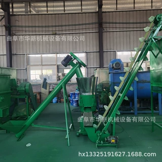 定制时产1-5吨鸡饲料颗粒生产线全自动包装线破碎混合制粒一体机