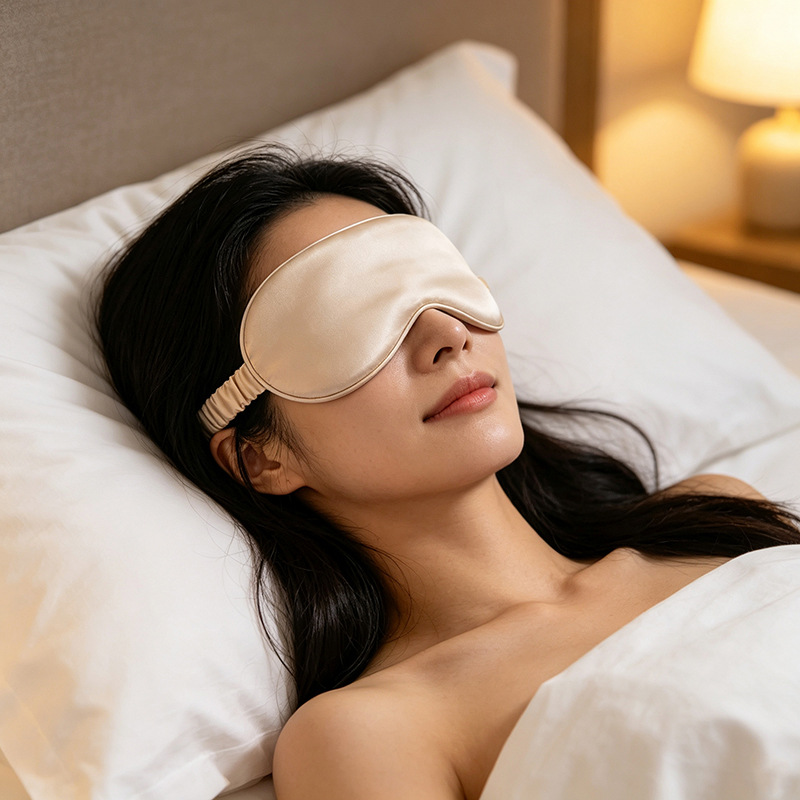 多色仿真丝睡眠眼罩 丝滑松紧带遮光护眼罩 居家午休出差旅行眼罩