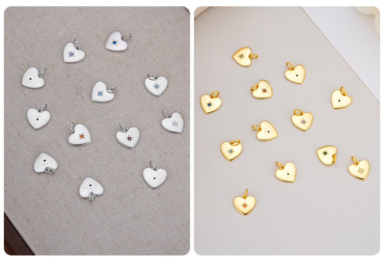 DIY Jewelry Accessories Classification 1 Piece Quantity 1 Piece 10.8*13mm 925 Sterling Silver Zircon Heart Shape Pendant
