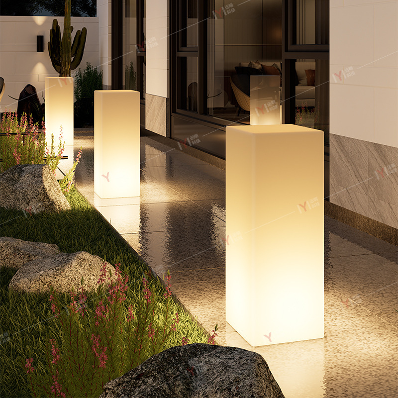 Outdoor Landscape Lawn Square Column Lamp Hotel Villa Courtyard Floor Decorative Lamp Square Garden Atmosphere Lamp Retro Style