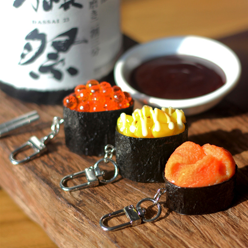 Imitation Food Japanese small size Fish Seed Sushi Keychain Japanese Creative Bag Pendant Decoration Gift