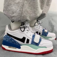 2022夏季国潮ins风复古蓝撞色气垫运动鞋男女情侣款透气小白鞋潮