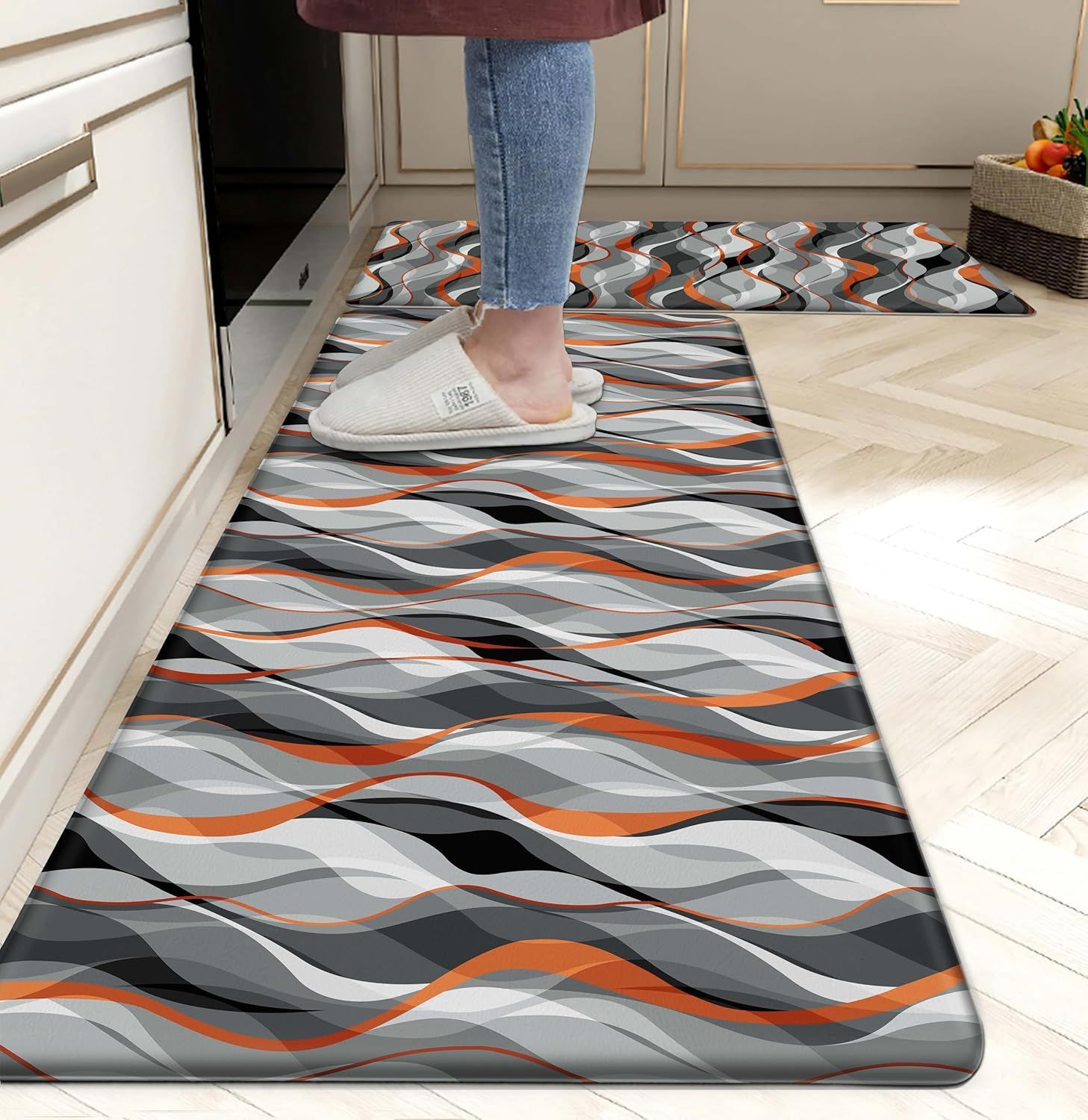 Cross-Border Amazon Creative Abstract Pattern Floor Mats for Home Kitchen Non-Slip Oil-Absorbing and Water-Absorbing Easy-Care Floor Mat Set