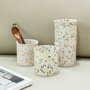 Ceramic Storage Jar Kitchen Utensil Storage Tube Splash Ink Spray Dot High-Value Home Furnishings