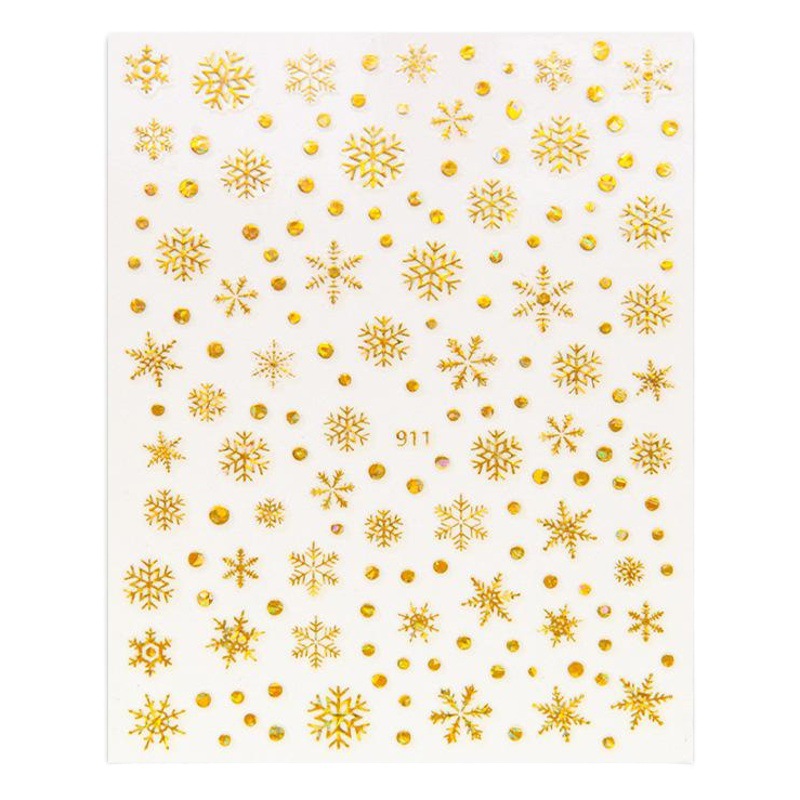 Christmas white snowflake henna stickers European and American waterproof 3d small decals laser bronzing Christmas nail art decorative stickers