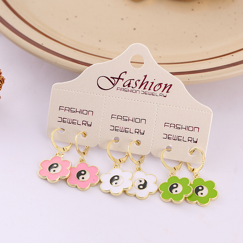 1 Set Fashion Flower Alloy Enamel Womenu0027S Dangling Earrings