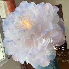 开合花欧根纱高端大型纱艺花牡丹芍药机械自动开合花朵灯花瓣灯