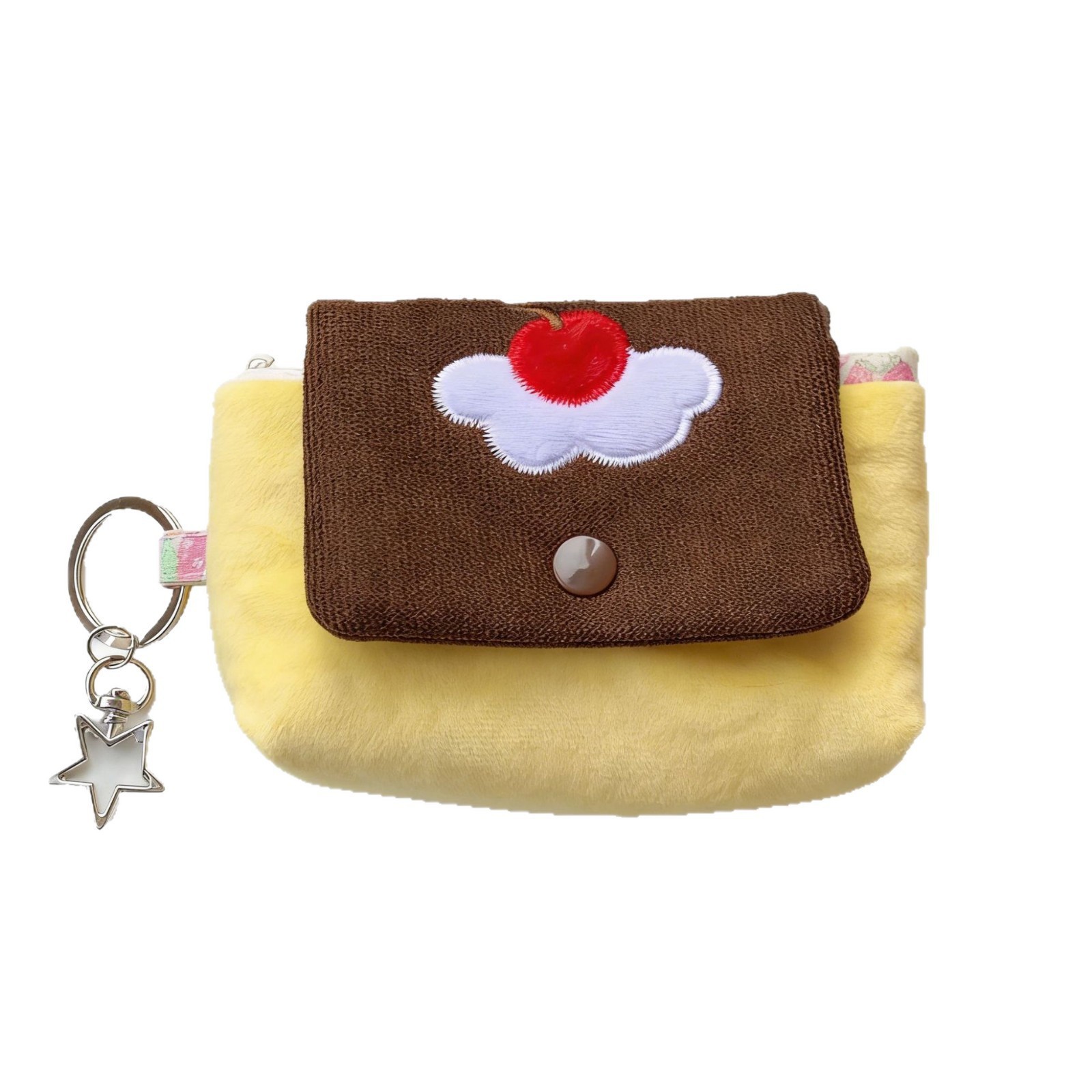 Cute Cherry Pudding Coin Purse Cartoon Mini Plush Portable Small Wallet Multifunctional Storage Card Holder Earphone Bag_maomaolike.com