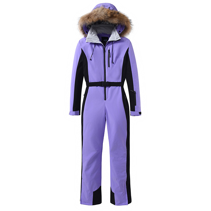 Combinaison de ski femme coupe slim – Combinaison de snowboard une pièce imperméable et coupe-vent | Vêtements de ski d'hiver à isolation thermique et poignets réglables_voghion.com