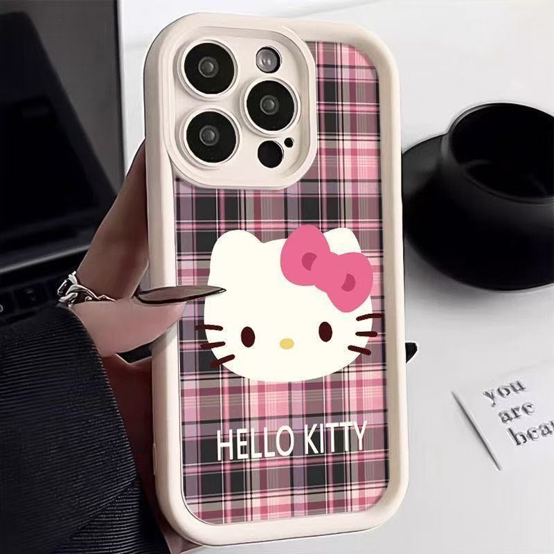 Funda para teléfono móvil KTcat iPhone16/15ProMax a cuadros 14 Apple 13 todo incluido 11 estilo caliente XS/XR12 Japón y Corea del Sur