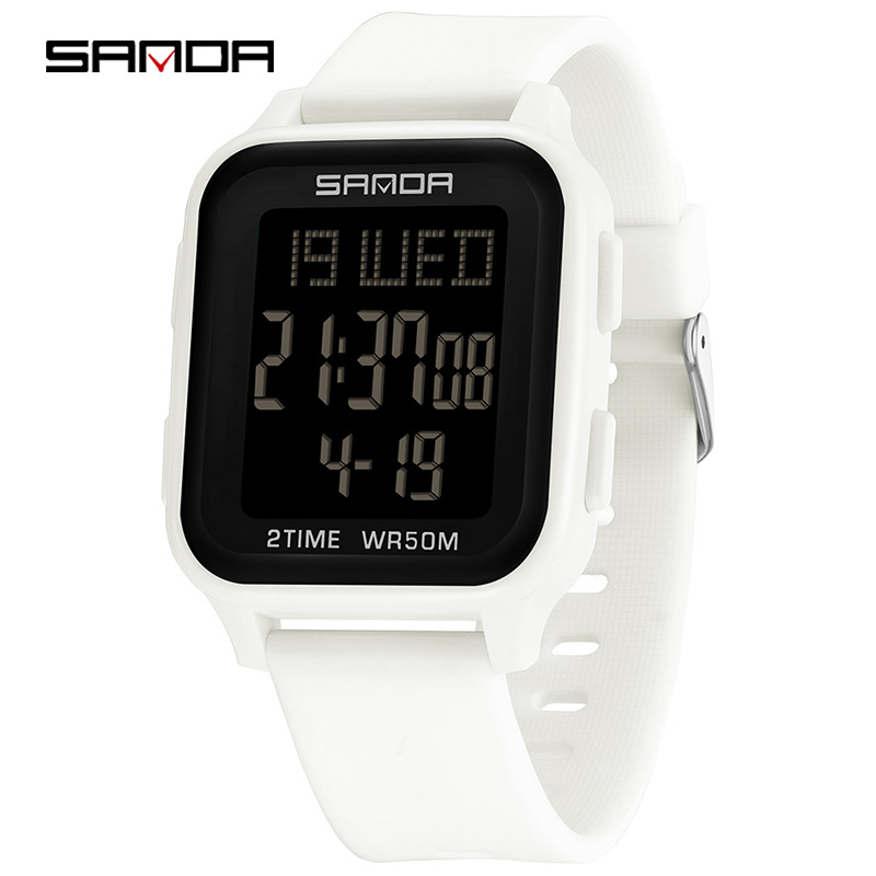 Sanda reloj electrónico de moda de estudiantes de secundaria secundaria, reloj multifuncional, reloj despertador, reloj electrónico de pantalla única