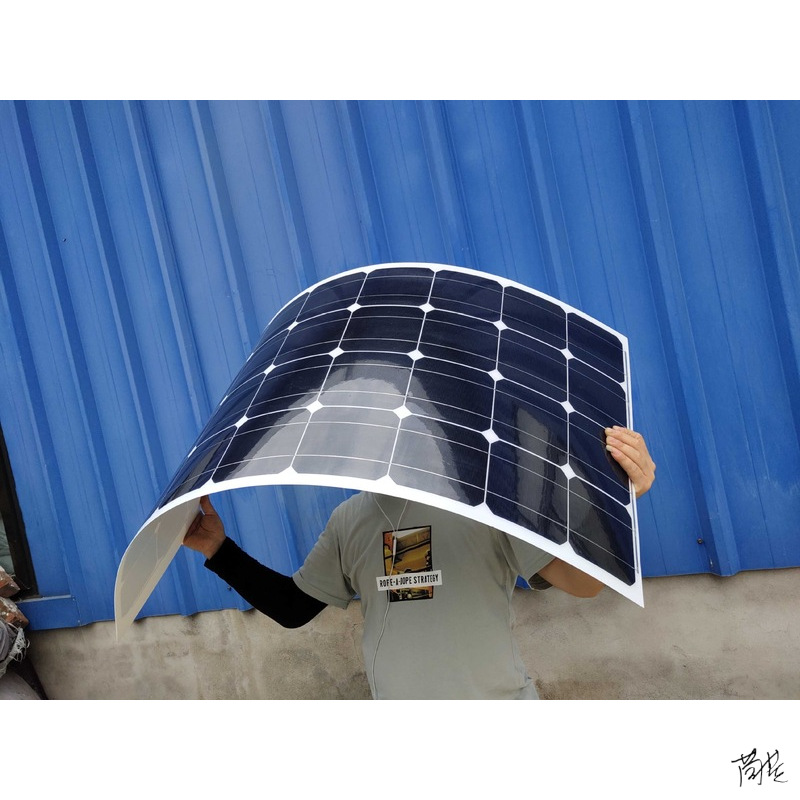 房车太阳能充电板半柔性组件单晶硅板100w电瓶光能板充电折叠包