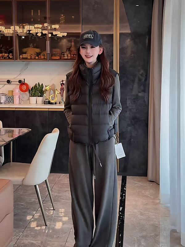 平湖霜林2025年冬季90白鸭绒新款女式羽绒服马甲背心排骨韩系宽松|undefined