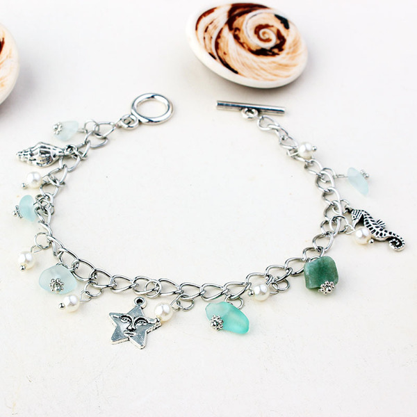 Sapphire ankle bracelet pearl for yoga