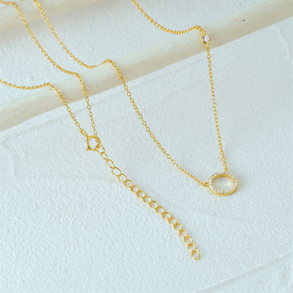 6g Weight Pendant Necklace Classification 1 Piece Quantity Casual, Daily Occasion 925 Sterling Silver Material Circle Pattern Women's Gender Plating Design Simple Style Style 925 Sterling Silver Plating Circle Pendant Necklace 3
