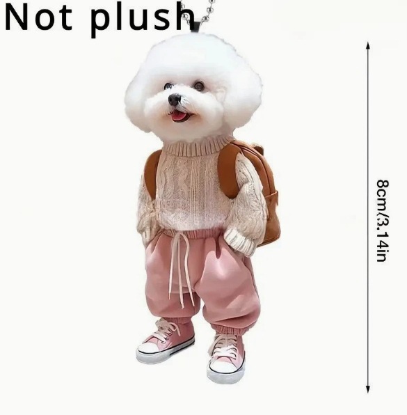 2024 nuevos productos transfronterizos creativos perros humanos mochila colgantes acrílicos colgantes de automóviles lindos llaveros de peluche
