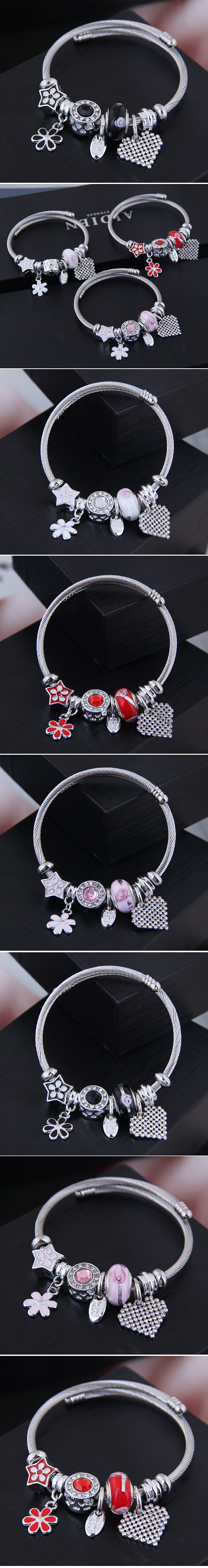 Vacation Heart Shape Alloy Plating Inlay Rhinestones Cuff Bracelets display picture 1