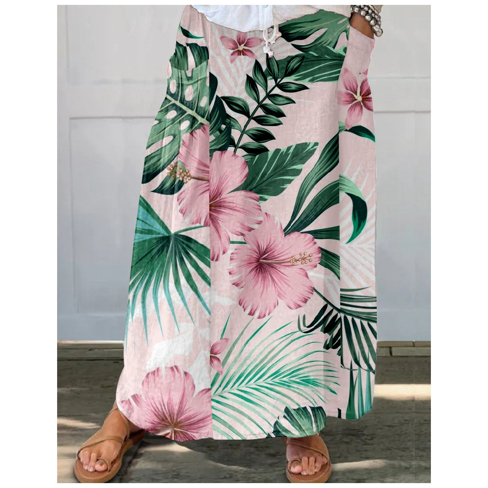 New Floral Pattern 3D Printed Skirt With Pockets