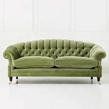 法式复古橄榄绿丝绒布艺沙发拉扣网红设计师小户型民宿小红书沙发