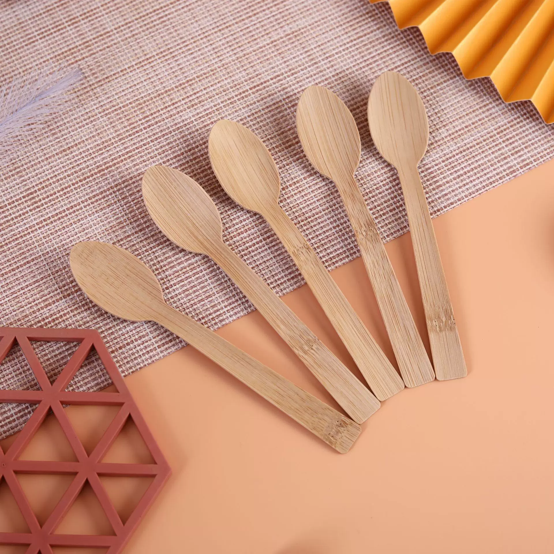 现货刀叉勺竹制可降解一次性刀叉勺西餐水果叉餐具独立包装