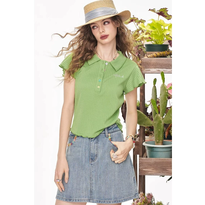 2025 новый летний дизайн, топ для похудения, пуловер Fairy Mint Mambo, тонкий вязаный кружевной женский пуловер с короткими рукавами