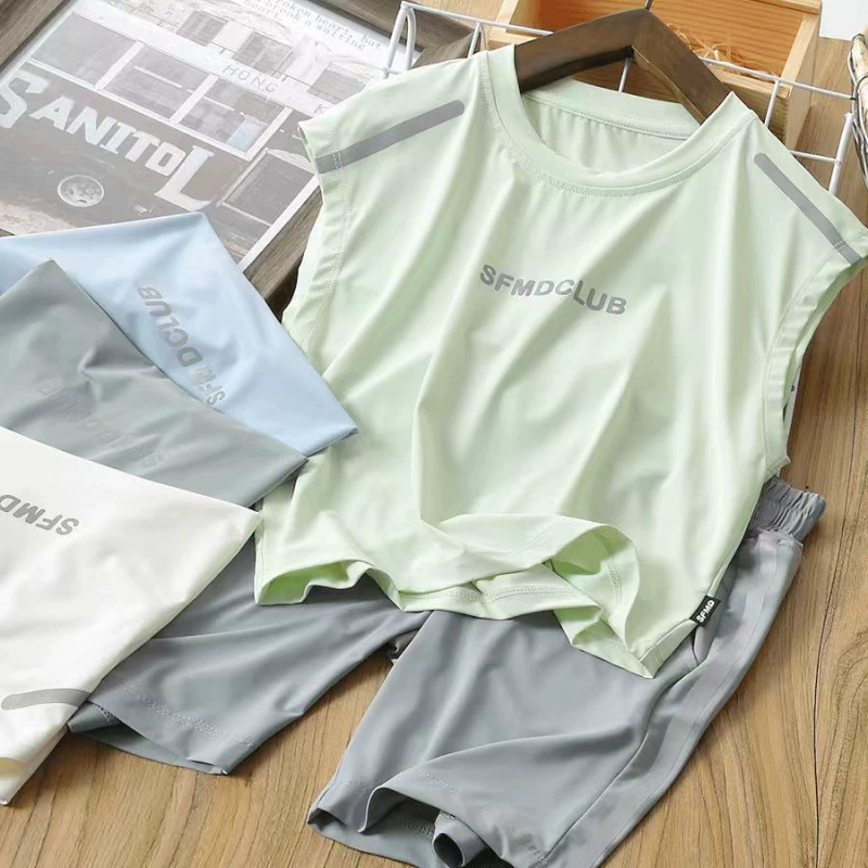 Детский спортивный костюм для мальчиков лето 2025, новый, дышащий, быстросохнущий, комплект из двух предметов, тонкий, для баскетбола