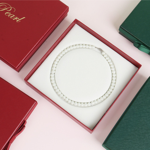 Bow pearl necklace box jewelry packaging box earring bracelet pendant box mother's day necklace jewelry box