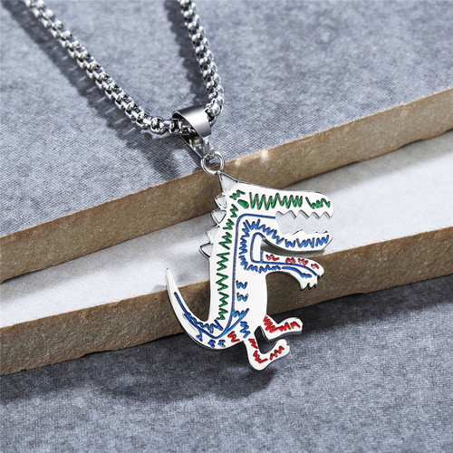 P0737 Personalized Influencer-Style Ins Small Dinosaur Titanium Steel Pendant Necklace | Simple Korean-Style Necklace