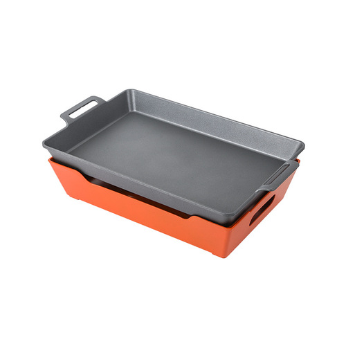Aluminum alloy non-stick rectangular grilled fish stove commercial alcohol small portion grilled fish paper-wrapped fish seafood large coffee plate bullfrog pot