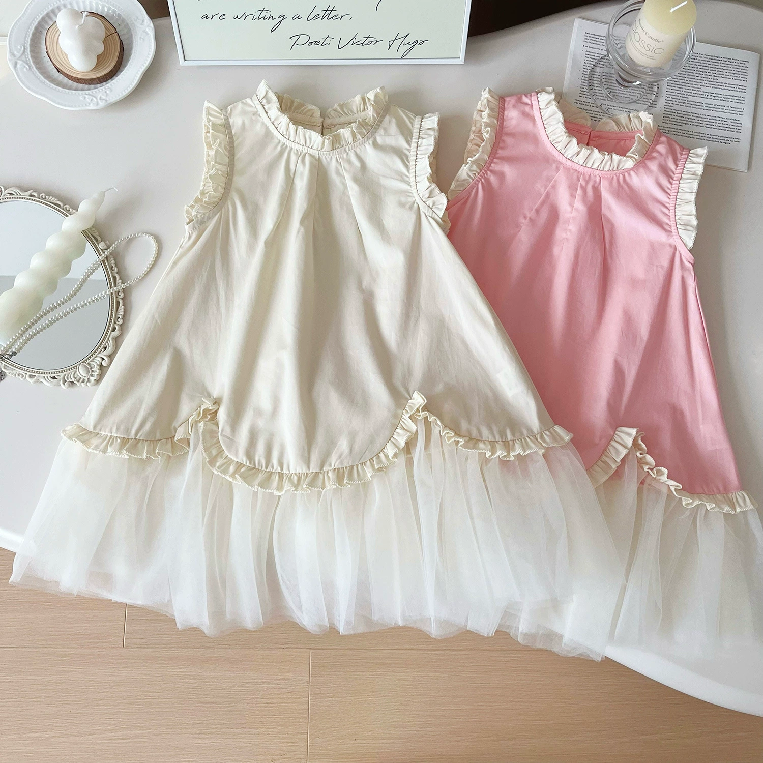 Летнее милое платье без рукавов, маленький костюм принцессы, корейский стиль, фатин