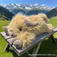 跨境新款长毛高地牛趴趴高地牛抱枕Highland Cow Plush高地牛小牛