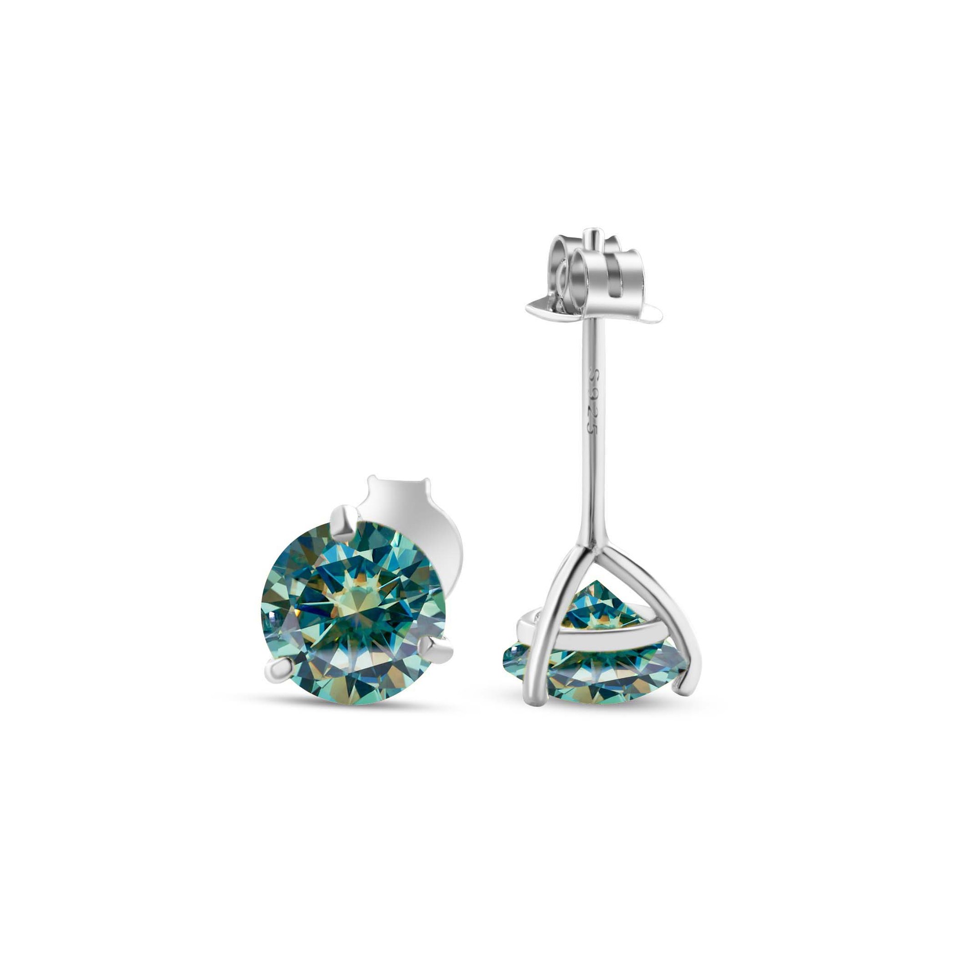 S925 pendientes de plata esterlina 2021 nuevos pendientes clásicos femeninos simple tres garras un quilate adornos pendientes de piedra de moissan