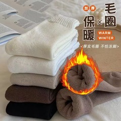 冬季襪子女加絨加厚毛圈襪保暖中筒長筒毛巾襪防凍防寒超厚男款