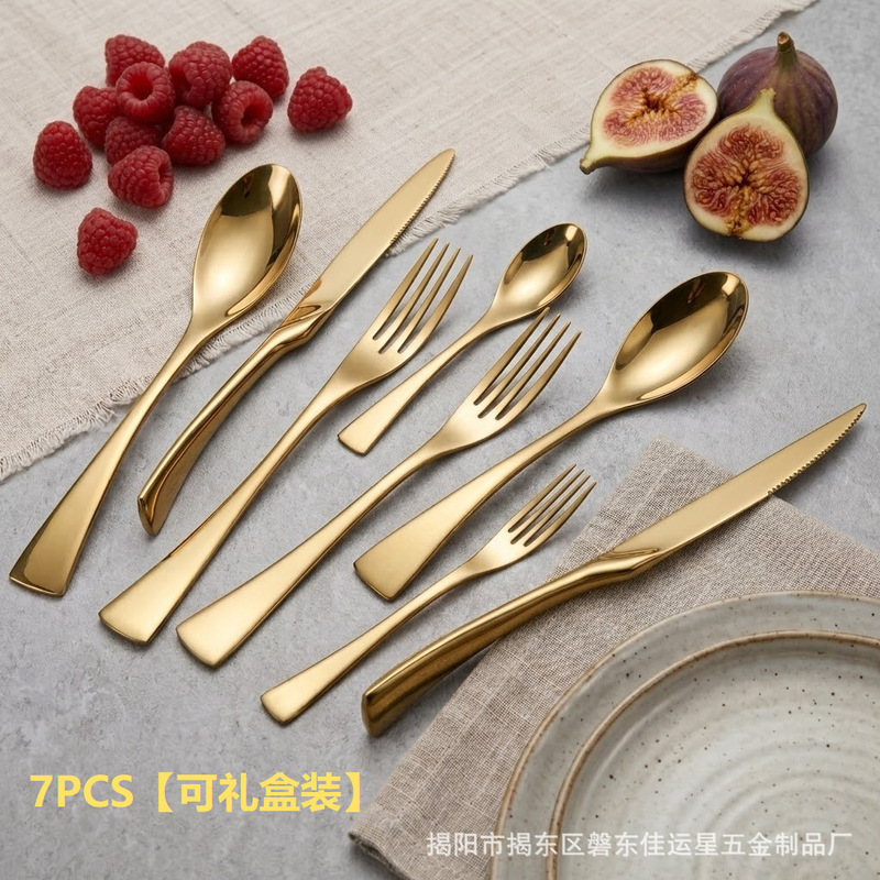 Cross-border kaya stainless steel mirror steak knife and fork spoon suit hotel western tableware knife and fork spoon kaya dessert spoon Cross-border kaya stainless steel mirror steak knife and fork spoon suit hotel western tableware knife and fork spoon kaya dessert spoon