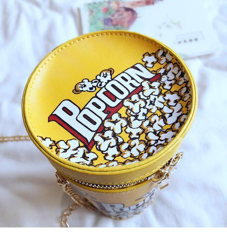 Classic Style, Streetwear Style Unisex Small Pu Leather Popcorn Bucket Classic Style Streetwear Cylindrical Zipper Crossbody Bag