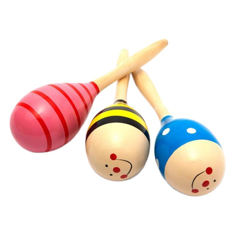 Juguete educativo de mano del bebé Orff instrumento musical de dibujos animados de madera Bola de arena martillo de arena de madera ejercicio sonajero auditivo