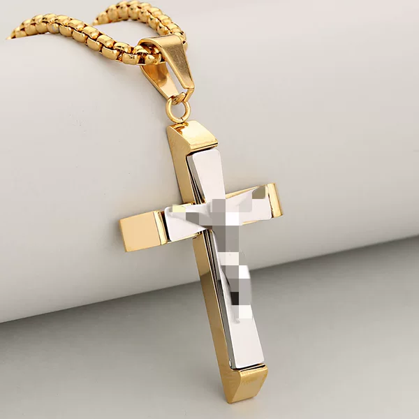 Cross-Border European and American Amazon Retro Fashion Trendy Hip-Hop Embossed Portrait Men's Stainless Steel Cross Pendant