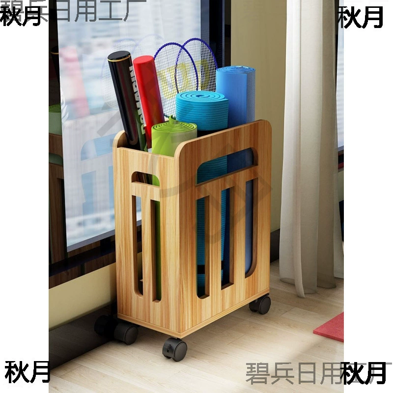 Корзина для хранения ковриков для йоги, корзина для хранения спортивных принадлежностей, классификация на колесиках, съемная полка для хранения оборудования