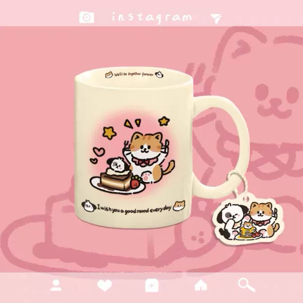 Gradient pink-colored little orange cat