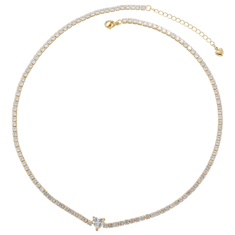 Bracelets, Necklace Classification Necklace + Jewelry Quantity 1 Piece Cute Heart Shape Copper Plating Inlay Zircon Women's Bracelets Necklace