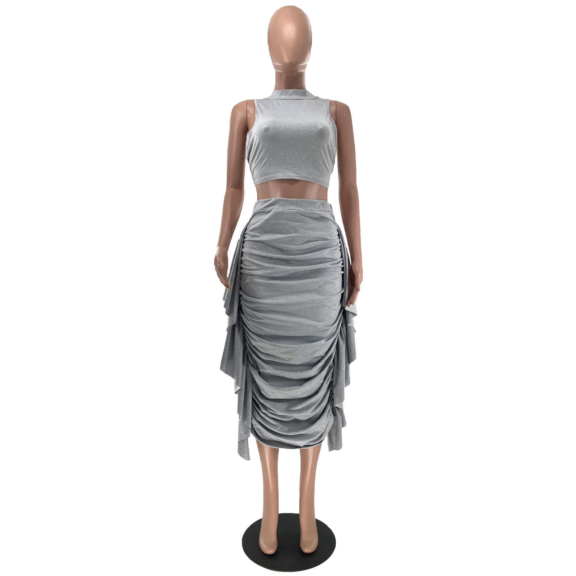 420g Weight Sleeveless Sleeve Length Tank Dress Dresses Type Spandex, Polyester Fabric Type Skirt Co-ord Set Sets Type 2 Pieces Set Quantity Daily Occasion Round Neck Neckline Regular Fit Fit Type Solid Color Pattern Summer, Spring Season Women's Gender Sexy, Streetwear Style Ruffles Craft Daily Women's Sexy Streetwear Solid Color Spandex Polyester Skirt Co-ord Set Skirt Sets 1