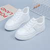 White shoes, casual footwear for leisure platform, fleece universal sneakers, 2023, trend of season, Korean style