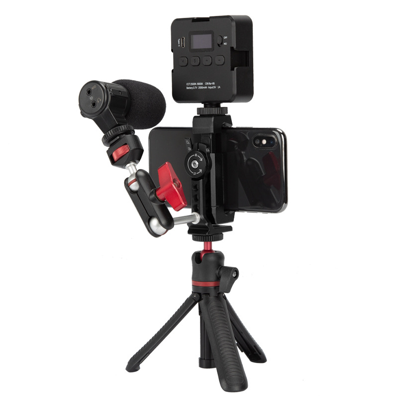 Un clip de teléfono móvil en forma de E clip en forma de rotación todo-metal clip de teléfono móvil horizontal y vertical de disparo en vivo trípode fijo