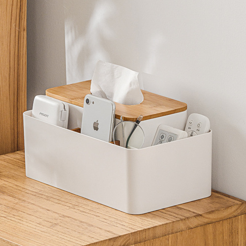 Nachuan lifting removable tissue box living room bamboo partition multi-functional desktop storage box remote control storage box