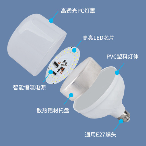 LED light bulb energy-saving bulb E27 screw constant current eye protection plastic package aluminum bulb household factory commercial super bright light
