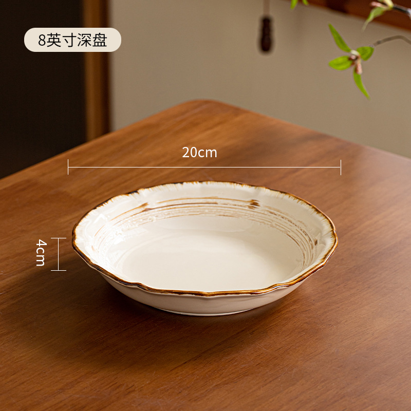 horno retro platos de arroz de cerámica de fideos de cerámica set de platos creativos Jingdezhen