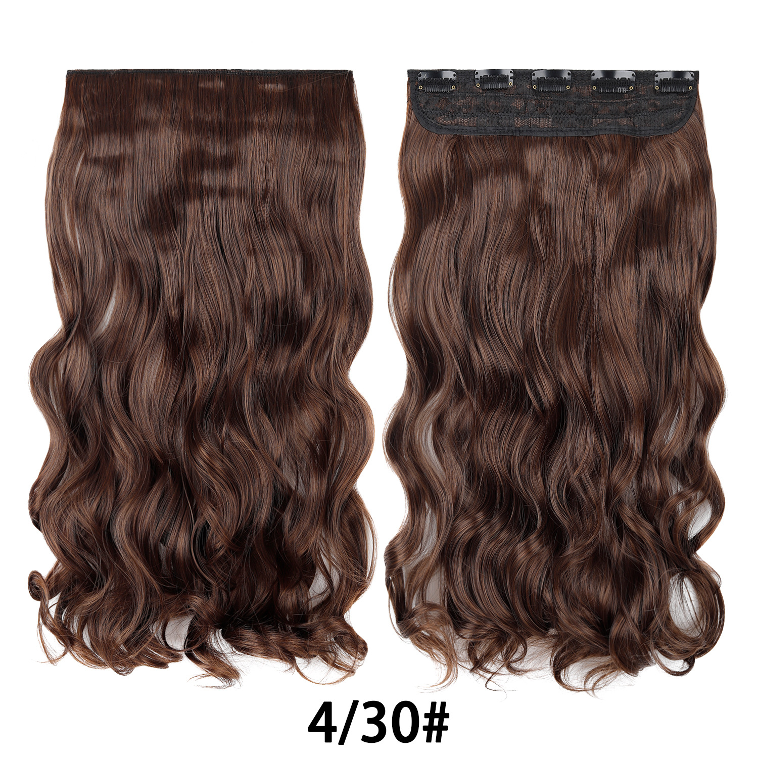 Extensión de Cabello de 5 Clips de 18 Pulgadas de Fibra de Alta Temperatura Rizado para Señoras