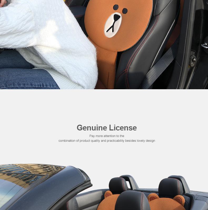 Cartoon Cute Brown Bear Internet Celebrity Car Seat Cushion, Universal for All Seasons, Half-Cover Seat Cover, Goddess Car Seat Cushion, Car Seat Cover